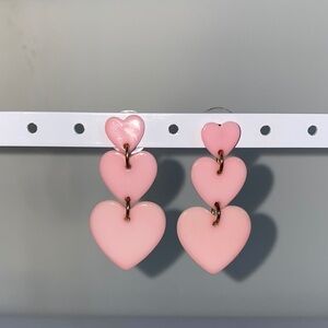 Pink Heart Drop Earrings
